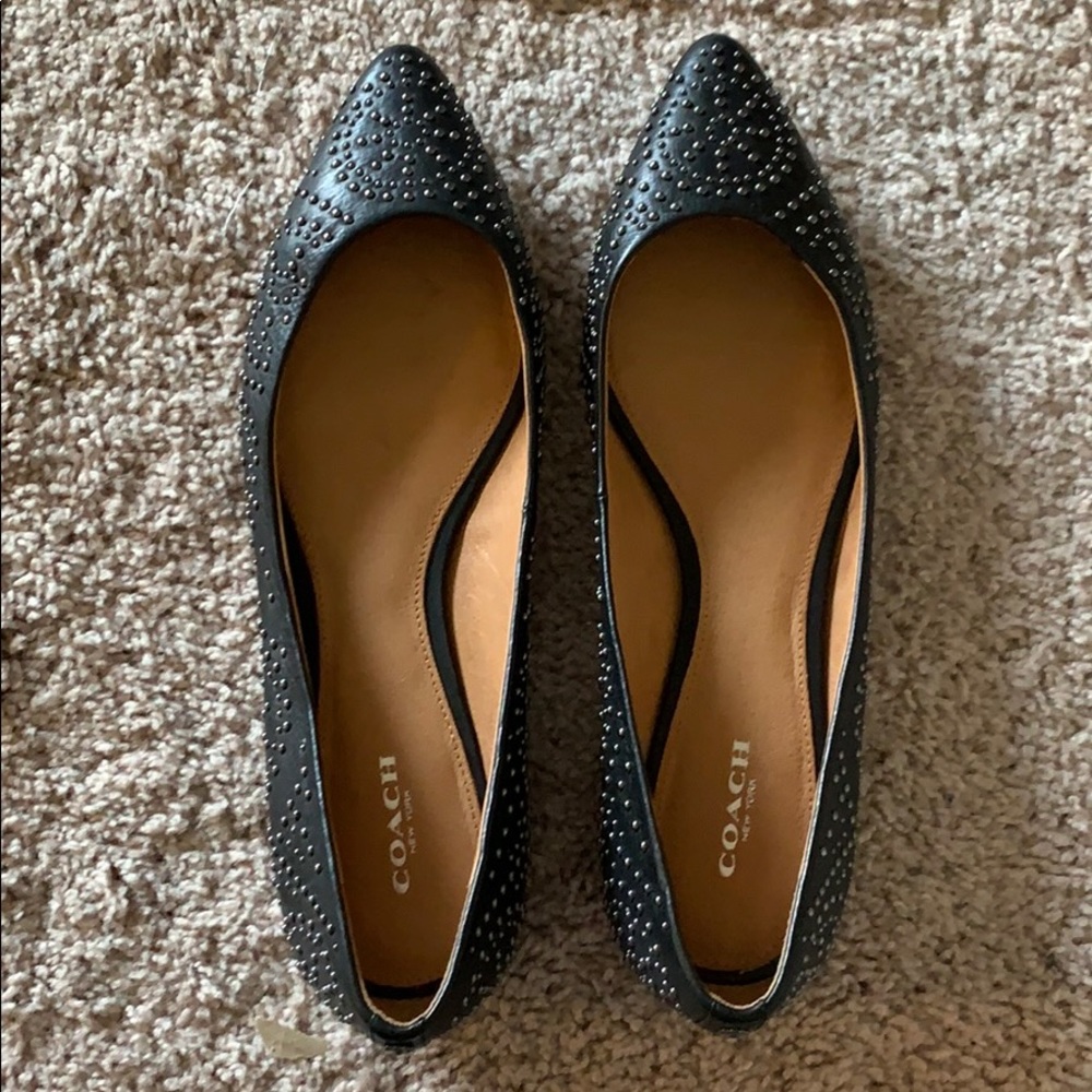 Coach Black Glitter Flats